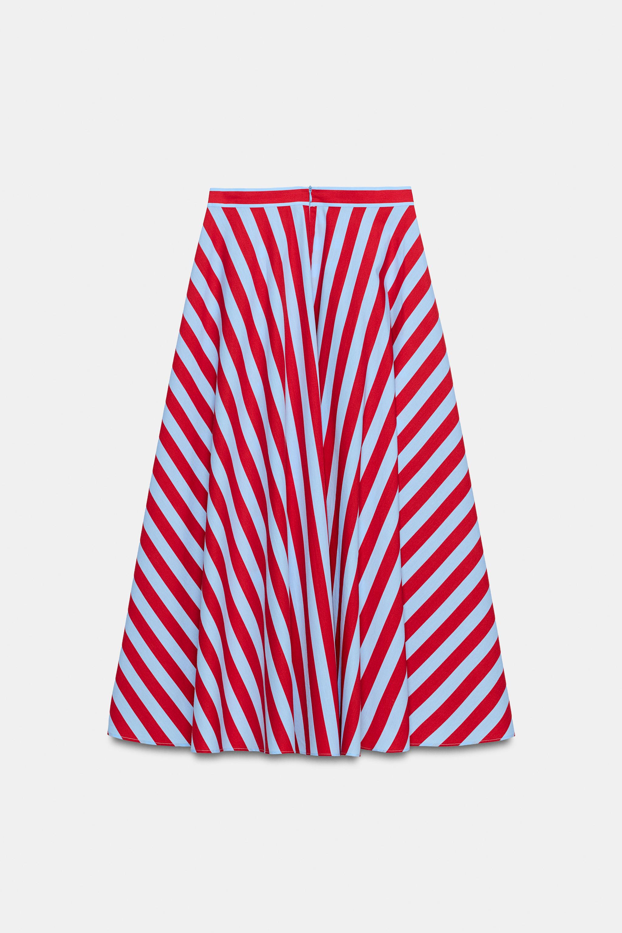 STRIPED CAPE MIDI SKIRT